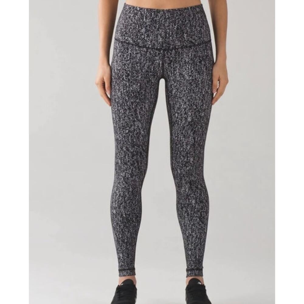 Lululemon Wunder Under High Rise 7/8 Legging Tight 25" Jacquard Black White Sz 6